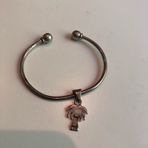 Sterling silver palmetto / palm tree charm bracelet
